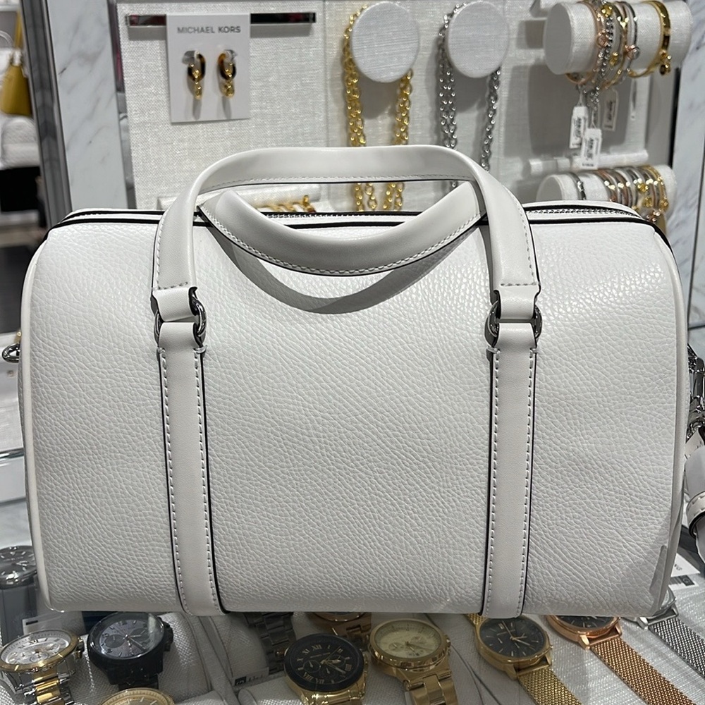 MICHAEL KORS JST TRAVEL MD DUFFLE SATCHEL SHOULDER CROSSBODY BAG MK  OPTIC WHITE - Picture 11 of 16